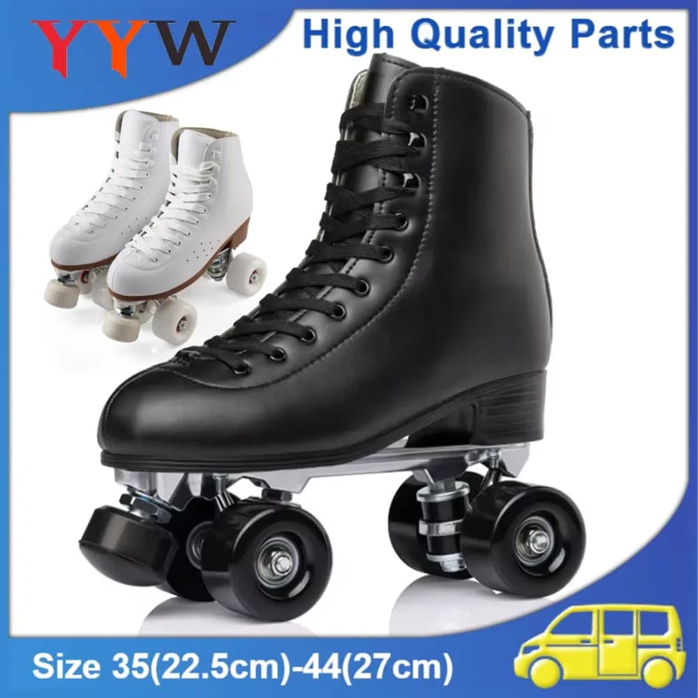 Double Row Roller Shoes Women Adult Men 4 Wheels Skate Shoes Boys Girls Outdoor Skating Quad Sneakers Size 35 36 37 38-44