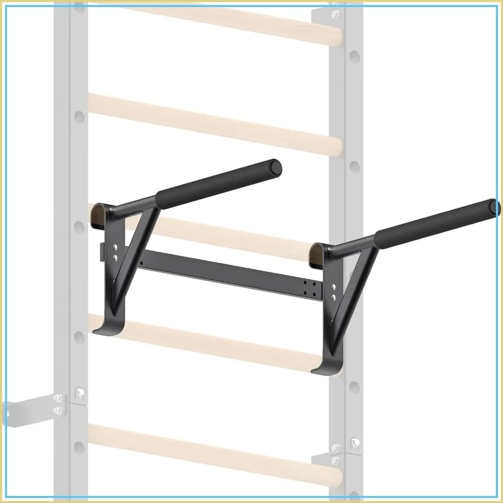 Wall Mounted Gymnastic Stall Bar - 2x2 Swedish Ladder with 1 Hole, Solid Wood Pull-up Bar Ladder for Home Gym Training