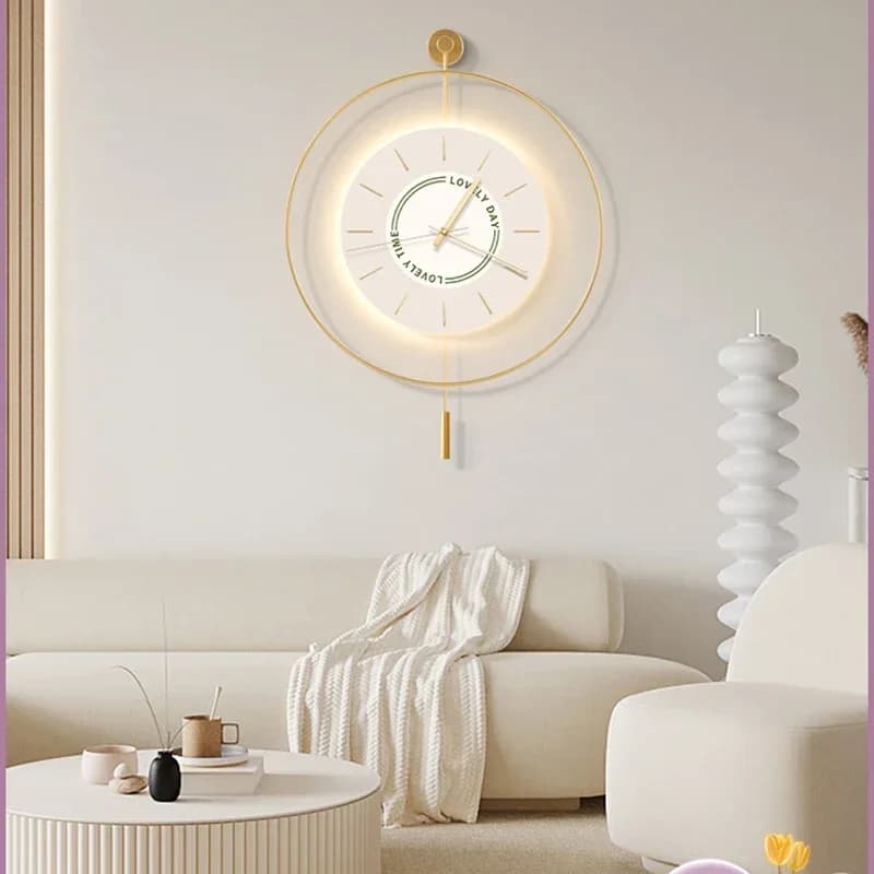 Orologio da parete unico e silenzioso Orologio da parete rotondo rotondo da ufficio europeo Orologio da parete rotondo in metallo dorato giallo Relogio digitale