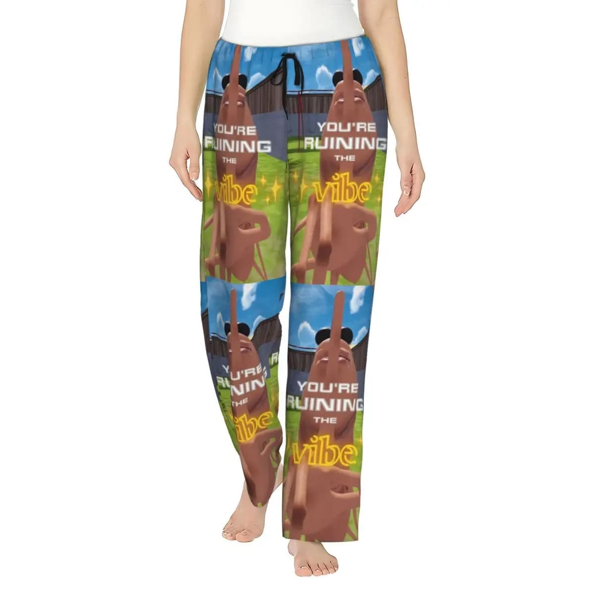 Ladies Pyjama Pants Marcus The Worm Meme Loungewear pants with Pockets You're Ruining The Vibe Pajama Bottoms Dorm