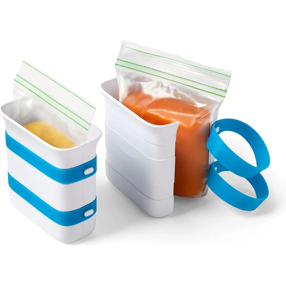 LMETJMA Contenitore per sacchetti per la preparazione dei pasti in silicone per congelatore per congelare avanzi e zuppe Contenitore per congelatore verticale