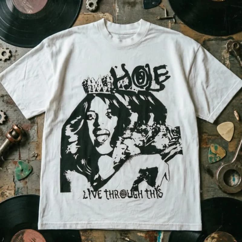 90s Retro Gothic Band T-shirt - Vintage Round Neck Shirt for Men, Summer New, Unisex Casual T-shirt
