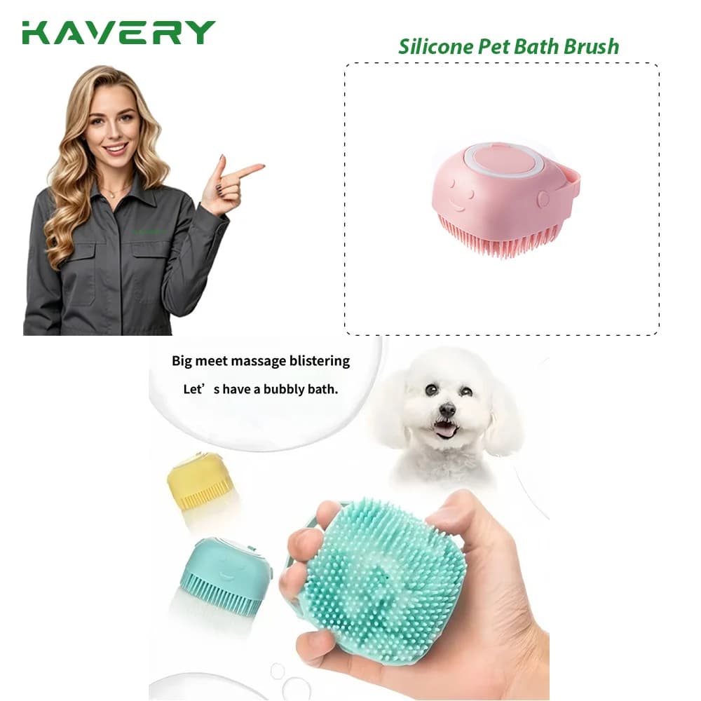 For Dogs and Cats Shower Grooming Tool Dog Bathing Brush Pet Massage Brush Shampoo Dispenser Soft Silicone Brush Rubber Bristle