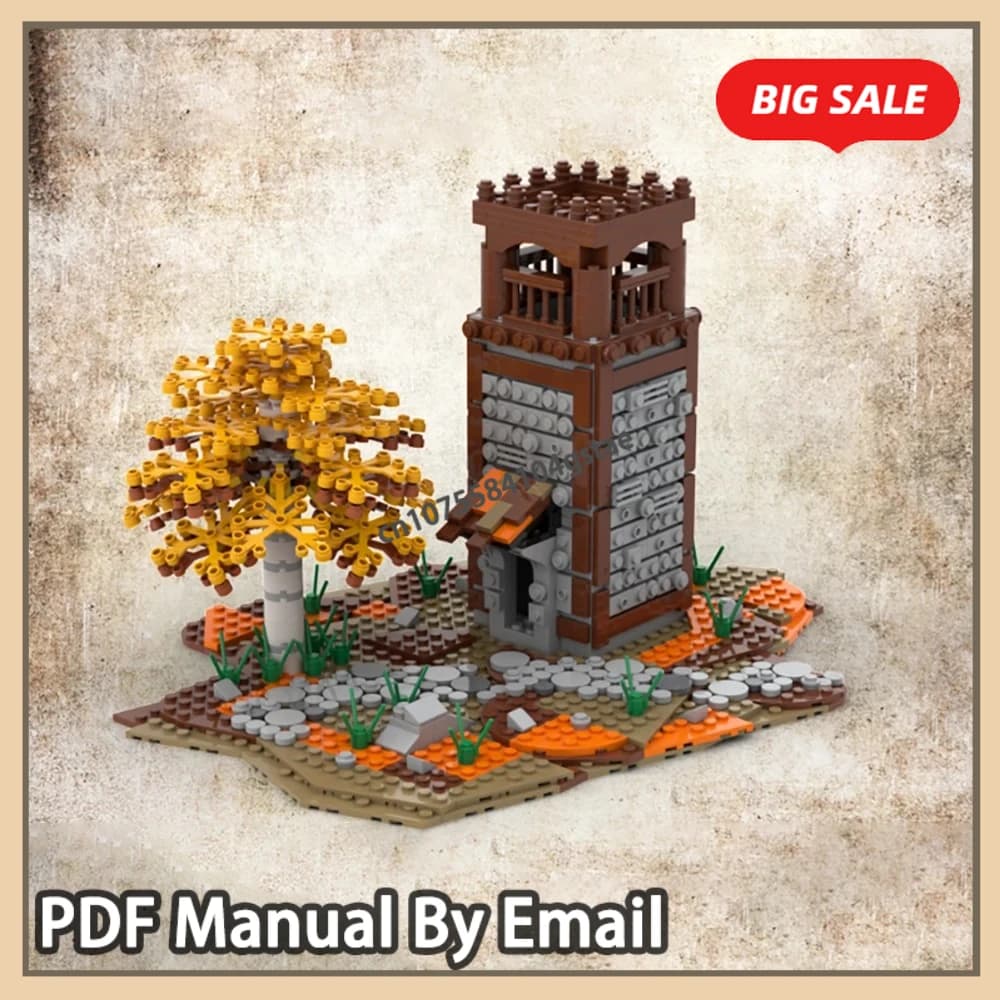 853 pezzi di blocchi di assemblaggio di piccole particelle castello medievale torre d'orologio giocattoli di modello di edificio tridimensionale