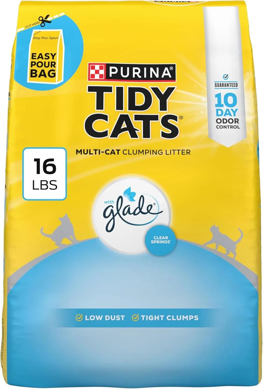 Multi-Cat Agglomerating Cot, Glade Clear Springs Perfume, 7.2 kg Bag for Odor Control