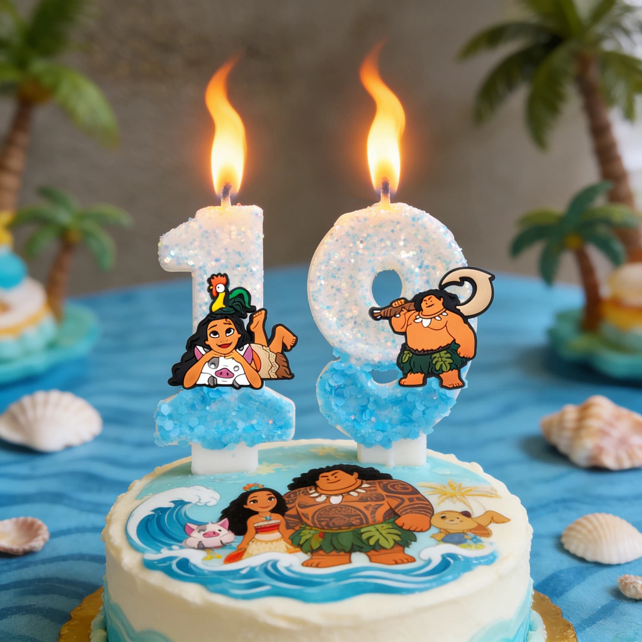 Candela Moana Numero 0-9 per Decorazione Torta di Compleanno, Topper per Torta Festa di Compleanno Moana, Decorazione per Baby Shower, Regalo