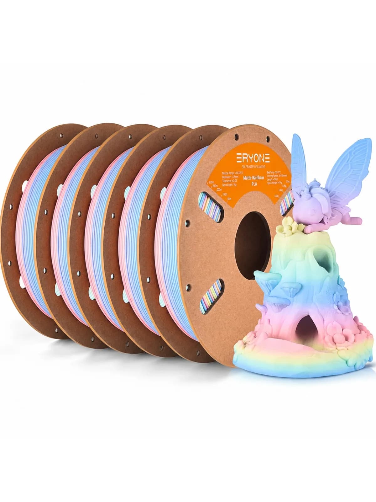 ERYONE 1/3/5/10KG Matte Arcobaleno PLA 3D Print Premium Filament, Macaron + Watercolor, pla opaque rainbow filament large wholesale