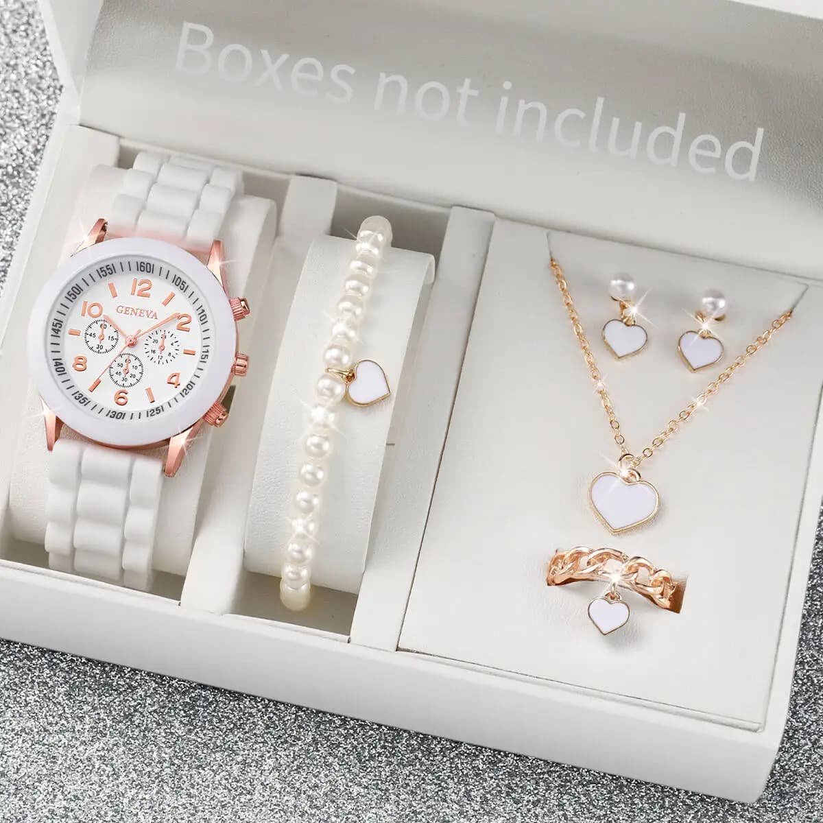 Set of 5/6 fashionable women's watches with casual silicone strap, women's quartz watch, girl's watch, gift idea (without box)