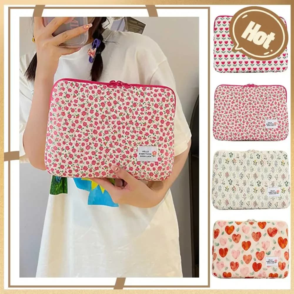 Borsa per computer Custodia per laptop con fiore carino Custodia con cerniera Borsa per computer portatile Borsa per notebook resistente all'acqua per notebook da 14 pollici