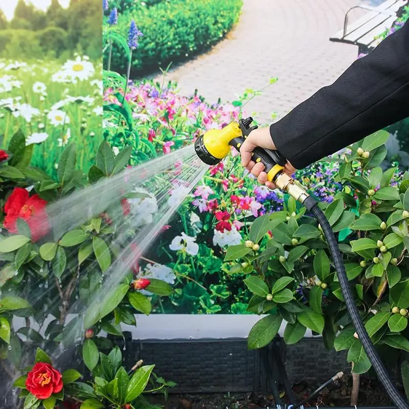 Garden Hose Nozzle Water Hose Nozzle With 8 Adjustable Spray Patterns, High Pressure Hand Sprayer For Watering Plants & Law D4F6