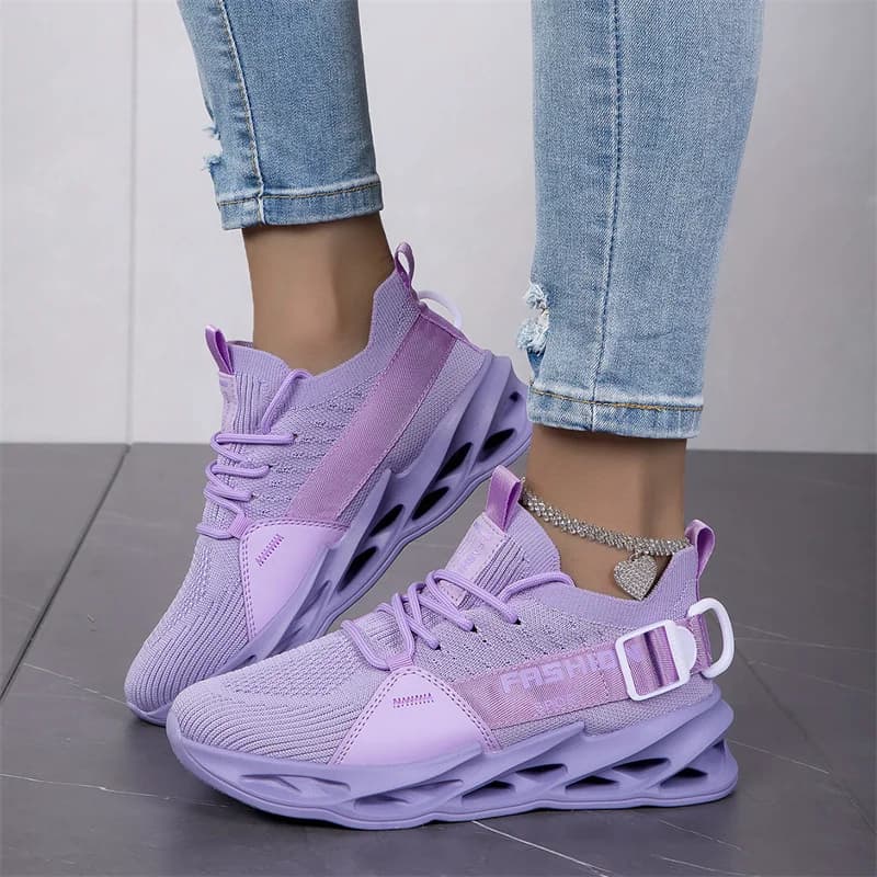 Scarpe da ginnastica casual da donna alla moda viola Scarpe da passeggio leggere per esterni Scarpe da ginnastica da corsa traspiranti da donna Scarpe sportive da uomo unisex