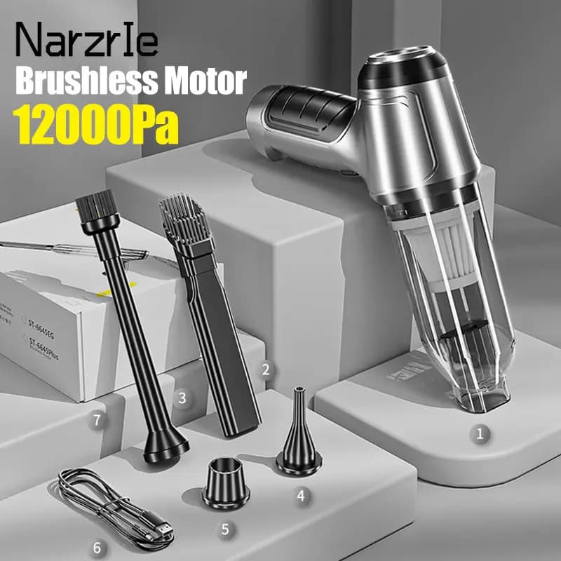 Aspirapolvere per auto Wireless senza spazzole 120W 12000PA Mini aspirapolvere portatile aspirapolvere portatile multifunzione a secco bagnato