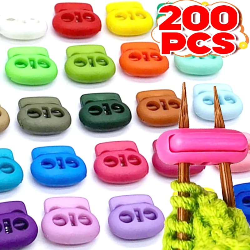 Protezioni colorate per punti dell'ago all'ingrosso Morsetto per blocco cavo in plastica Doppio foro Cursore per blocco lacci per scarpe fai da te Toggle Fissaggio a molla
