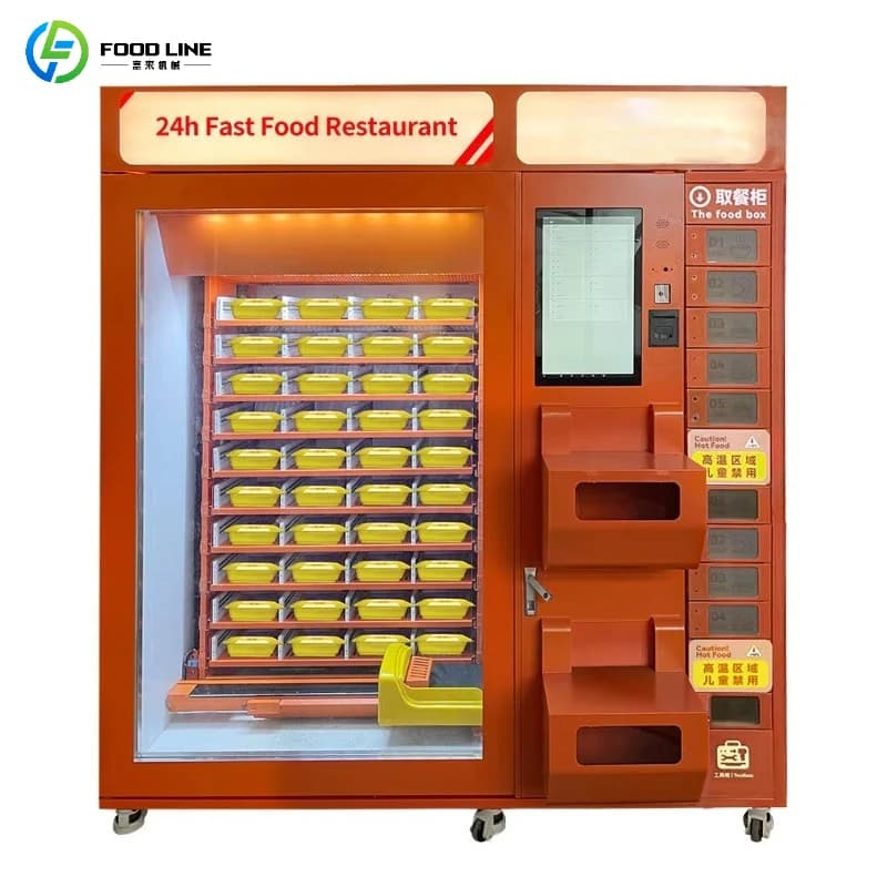 Distributore automatico automatico di alimenti caldi per frigorifero con touch screen da 21,5 pollici