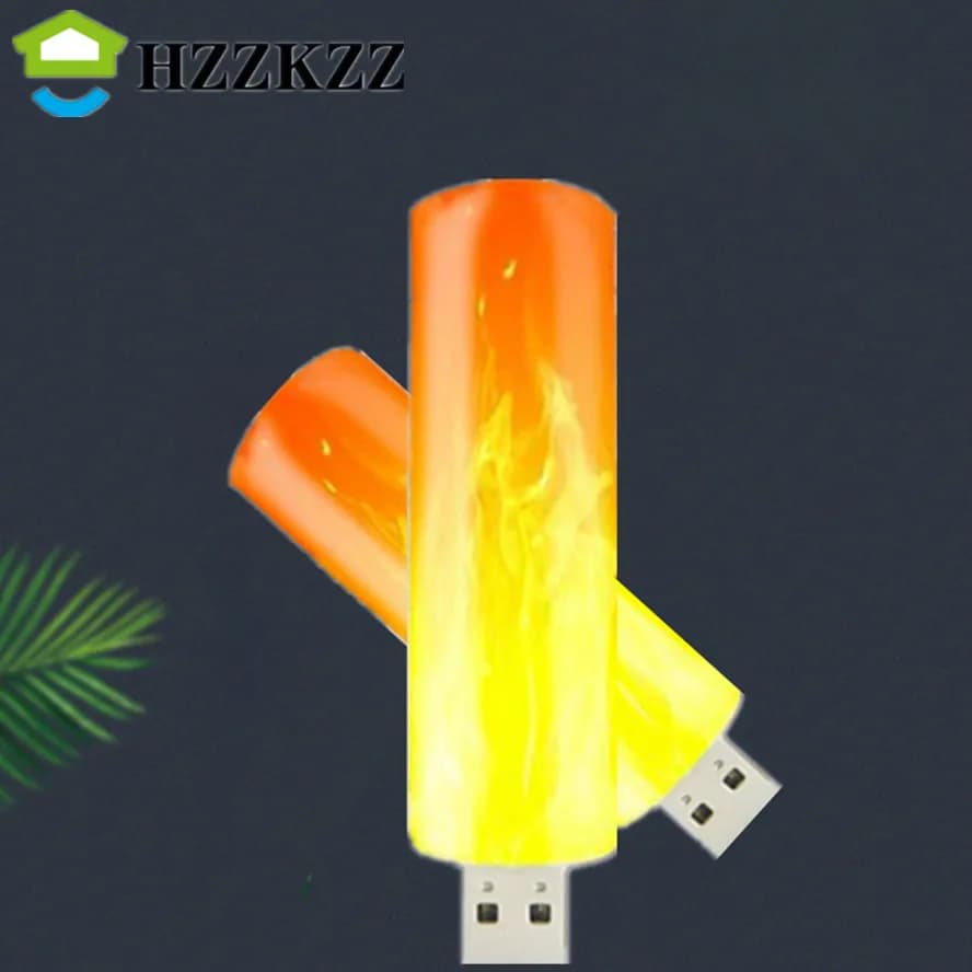 LED USB Atmosfera Luce Fiamma Lampeggiante Luci di candela Lampada da libro per Power Bank Illuminazione da campeggio Luce ad effetto accendisigari