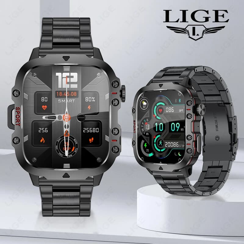 LIGE Smartwatch da uomo per sport all'aria aperta, impermeabile 3ATM, schermo HD da 1,96 pollici, chiamata Bluetooth, fitness tracker, monitor, smartwatch da donna