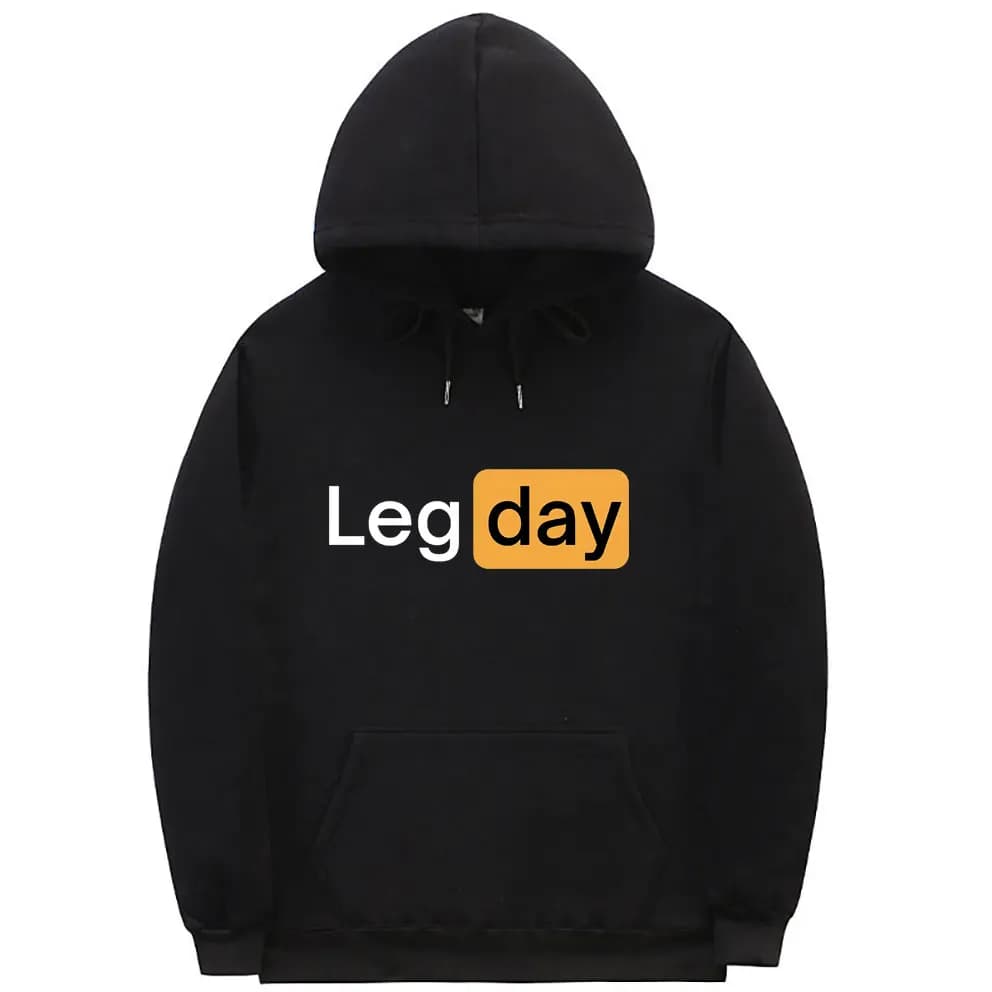 Funny Creativity Design Leg Day Fitness Workout Gym Graphic felpa con cappuccio uomo donna Fashion felpa con cappuccio in cotone felpato maschile
