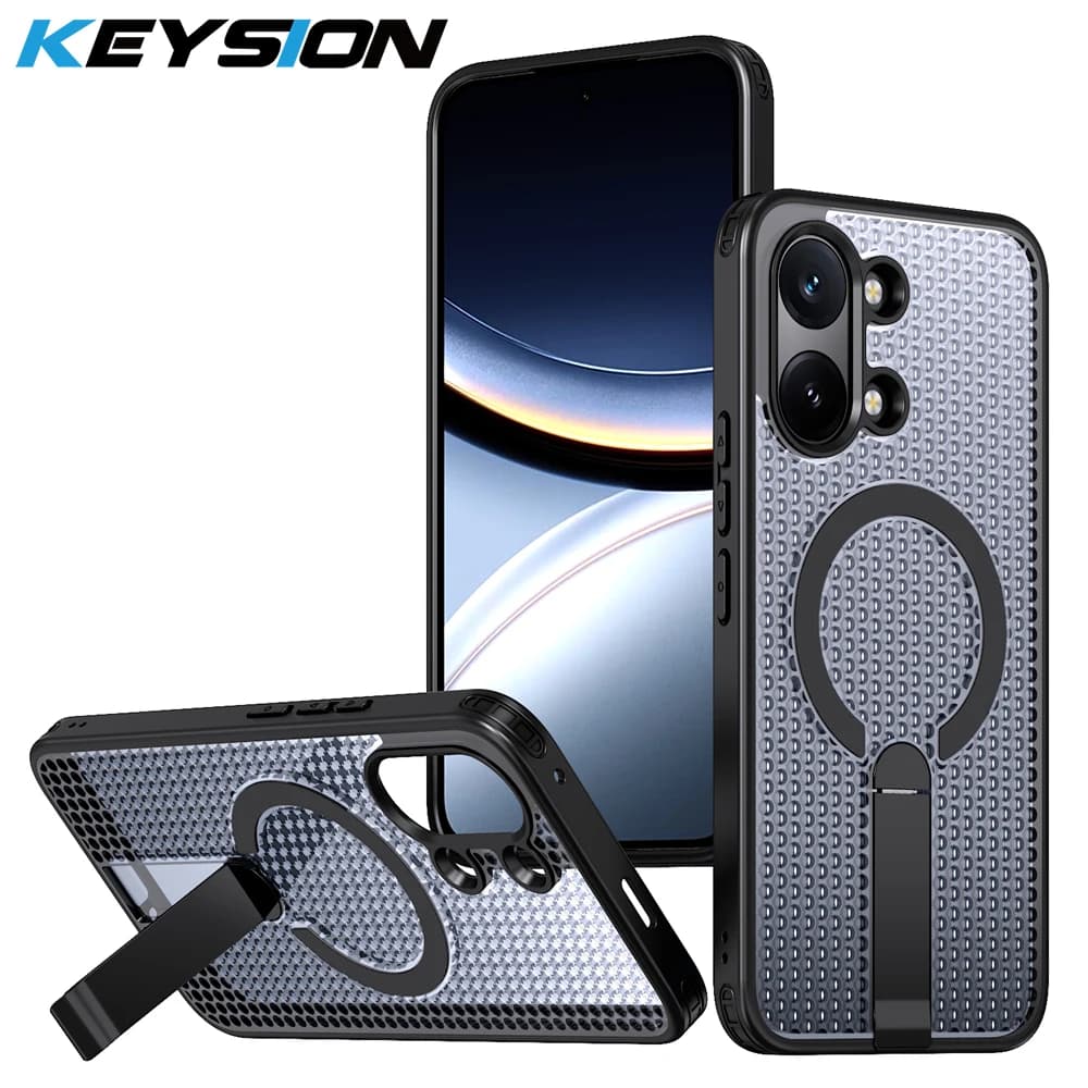 Custodia KEYSION con dissipazione del calore a fori per MagSafe per Xiaomi POCO X8 Pro Max, con raffreddamento magnetico, supporto a scomparsa e antiurto