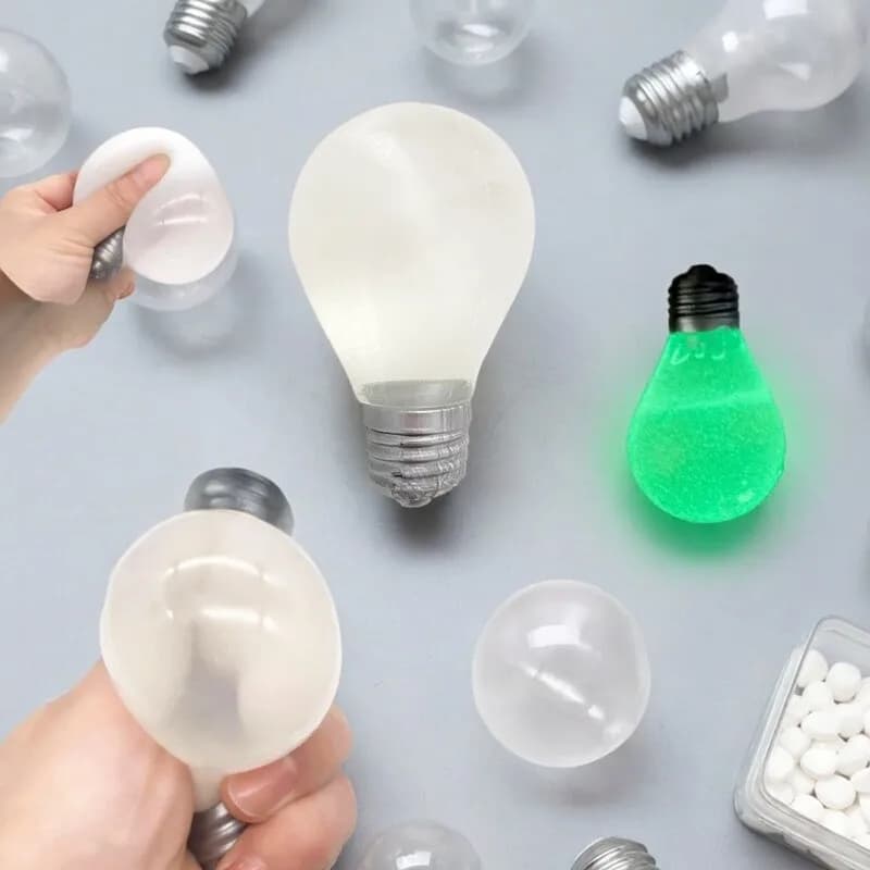 Lampadina Fluorescente Luminosa Giocattolo Scherzo Morbido a Lenta Risposta Antistress Sensoriale Giocattolo Antistress per Bambini Giocattolo Fidget per Alleviare l'Ansia