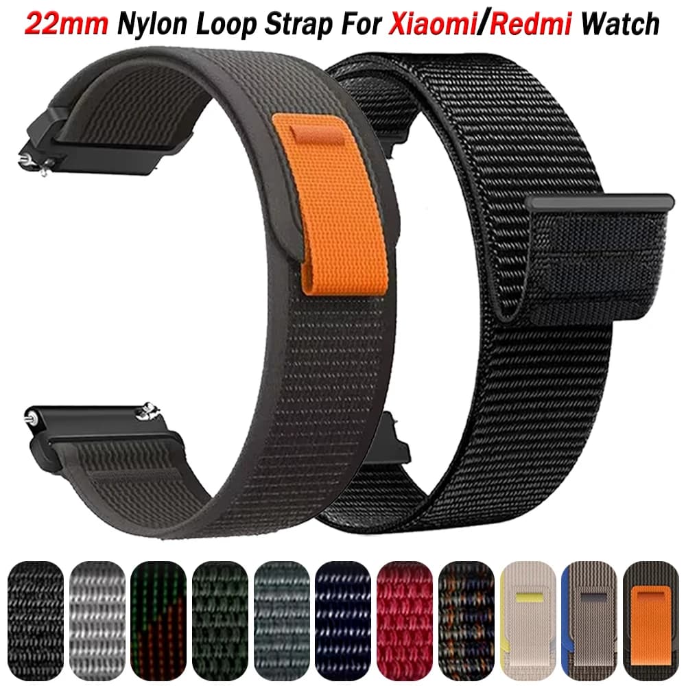 Cinturino in nylon da 22 mm per Xiaomi Watch S4 Sport S1 pro S3 S2 colore 2 Mi Watch Sostituisci cinturino per braccialetto Redmi Watch5 Active/Lite