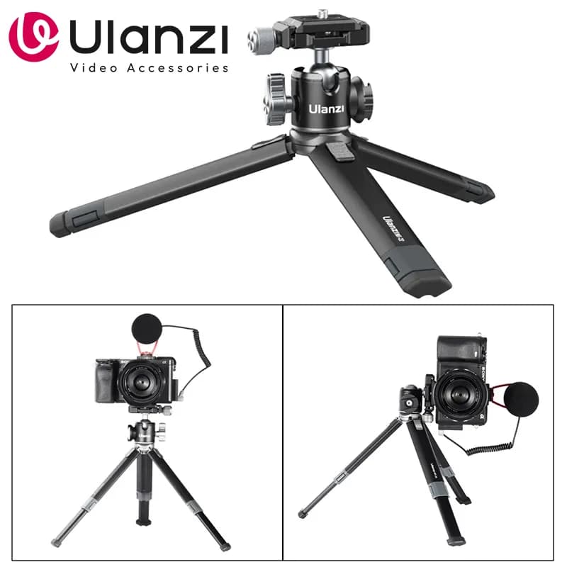 Metal tripod Ulanzi MT-24 Vlog Lite with extendable ball head 1/4 ''' Treppiede monopiede Cold shoe Arca Quick Swiss 2.5 kg Max load
