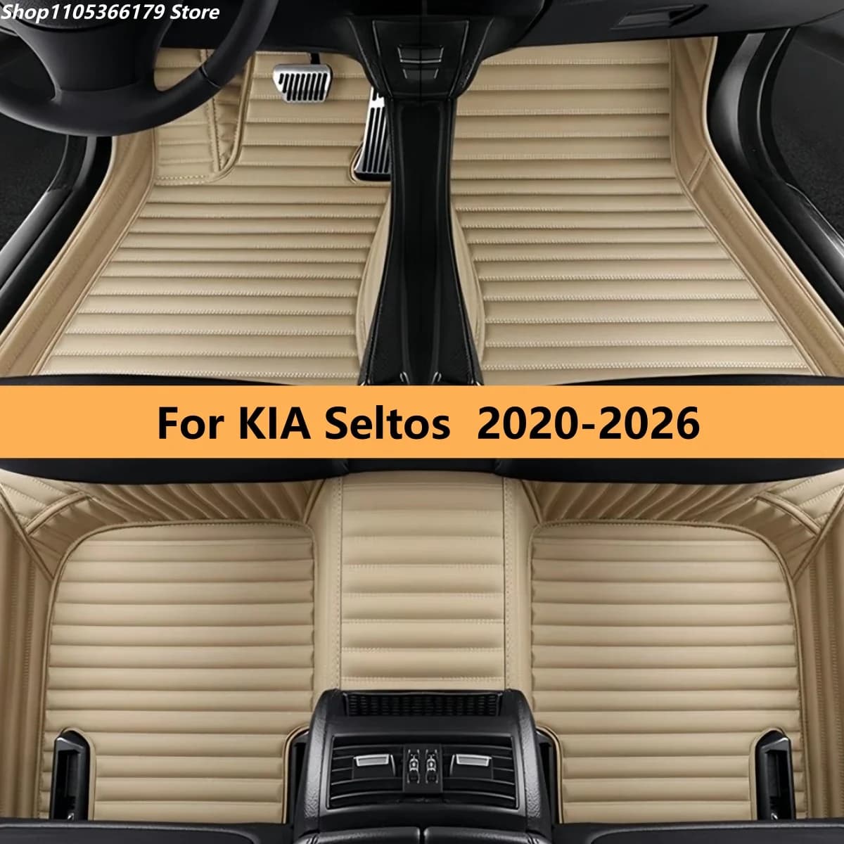 Tappetini in Pelle per Veicoli KIA Seltos 2020 2021 2022 2023 2024 2025 2026, Set Completo di Tappetini Auto