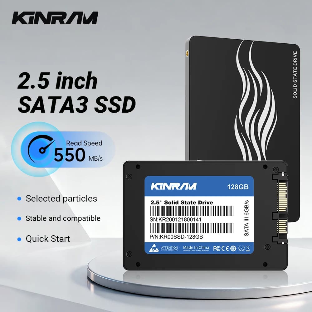 KinRam 2.5 SATA3 SSD 128GB 120GB Unità a stato solido per laptop 128 GB 120 GB Disco rigido interno SATA 3 HDD ad alta velocità per PC desktop