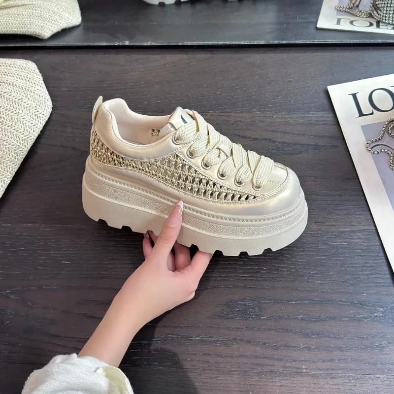 Fashion Thick Bottom Women Mesh Casual Shoes for Women's Summer New Versatile Platform Flatform Sneakers High Heel