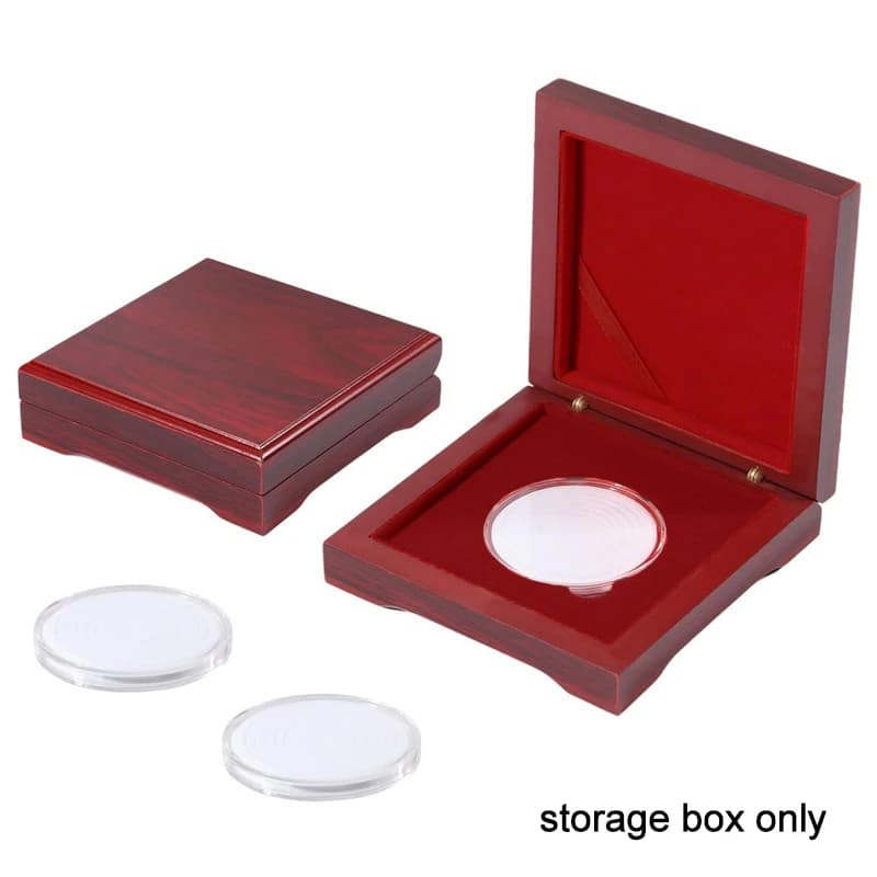 Scatola porta monete in legno, espositore per monete d'argento commemorative e medaglie, porta monete protettivo per oggetti da collezione, 1-5 pezzi