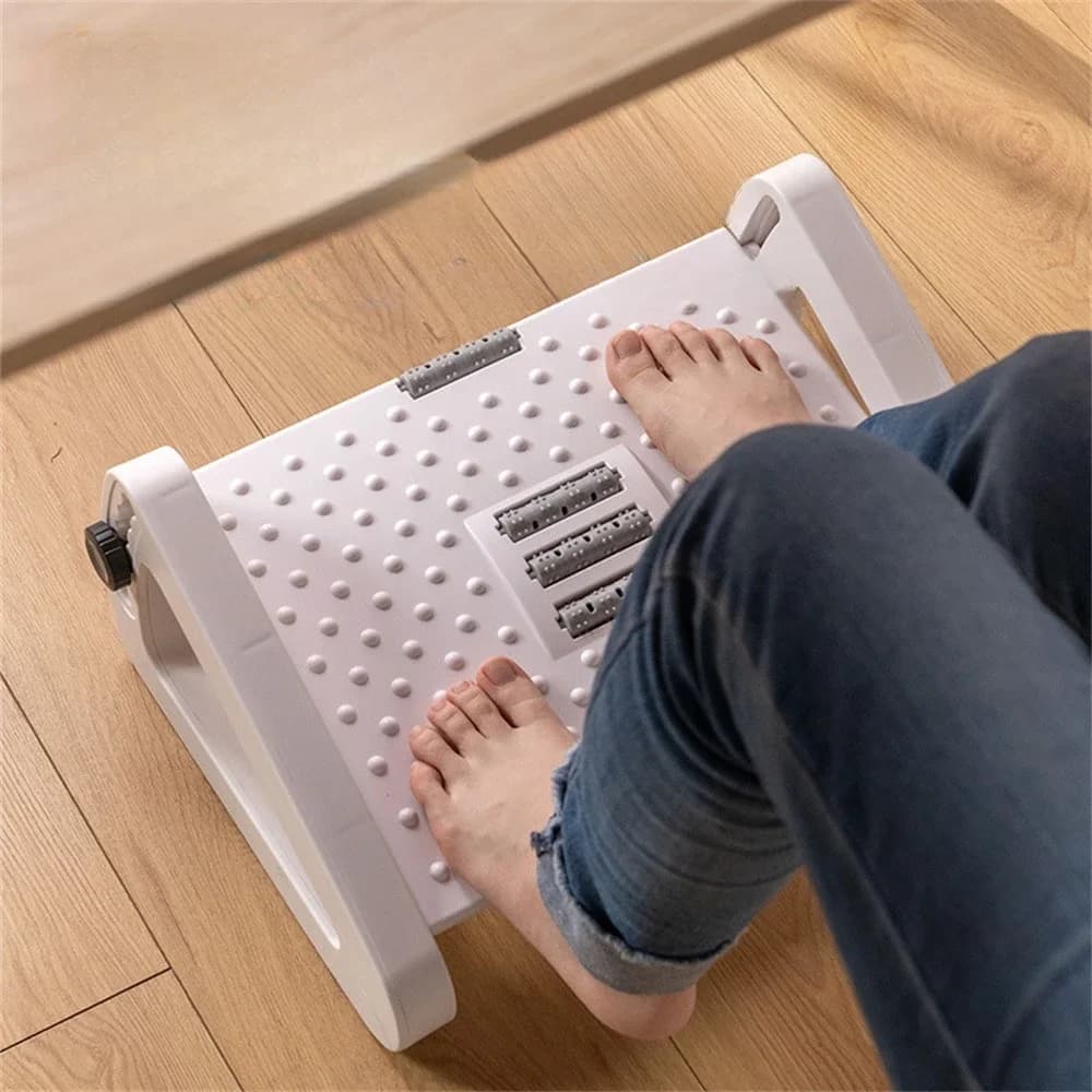 Poggiapiedi Regolabile da Scrivania, Supporto per Piedi in Plastica, Promuove la Circolazione delle Gambe, Poggiapiedi Ergonomico con Rulli Massaggianti