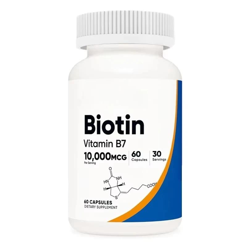 Biotin (Vitamin B7) 10000 micrograms (10 milligrams) vitamin supplement, 60 pills - vegetarian, gluten-free, quick release