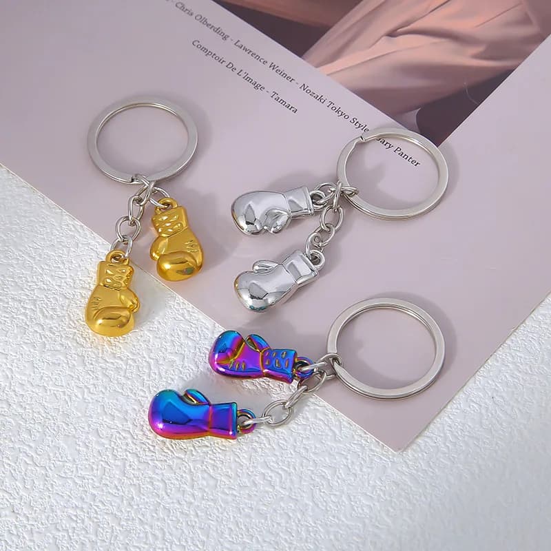 Creative Gym Boxing Gloves 3D Keychain Metal Fitness equipment Gift Keychain for men Car key Pendant Backpack Ornament Accessories
