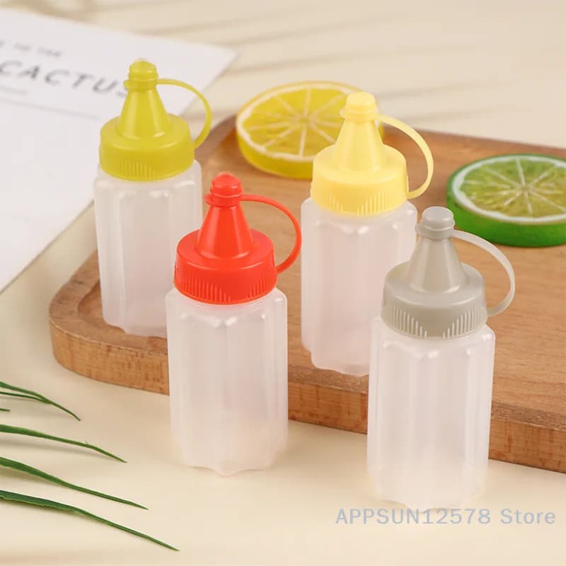 4 pcs mini bottle of reusable sauce ketchup honey salad containers containers portable sauce containers for lunch dressing room delivery
