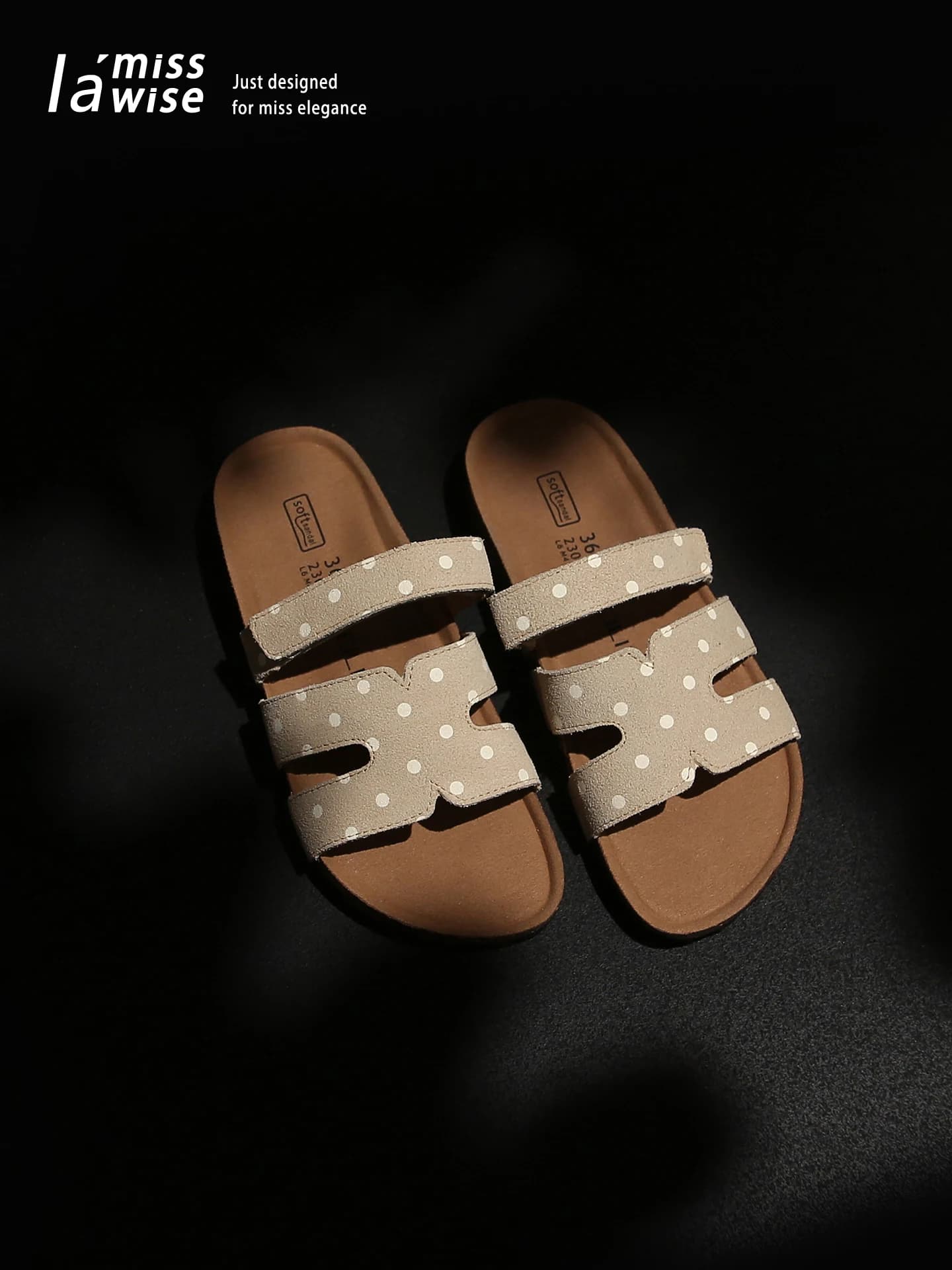 Sandali Donna in Pelle a Pois con Finitura Opaca e Tacco Spesso, Open Toe, Slip-On, Comodi, Traspiranti, Antiscivolo per la Primavera