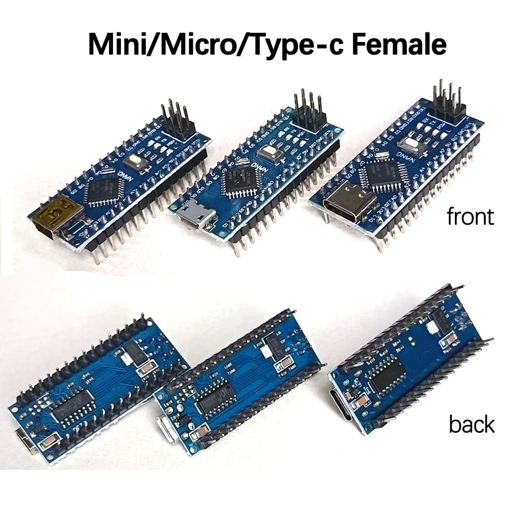 Scheda di Sviluppo Generica Nano V3.0 ATMEGA328PB CH340 USB 16Mhz Compatibile con Arduino IDE, con Driver USB Type-C / Mini/Micro