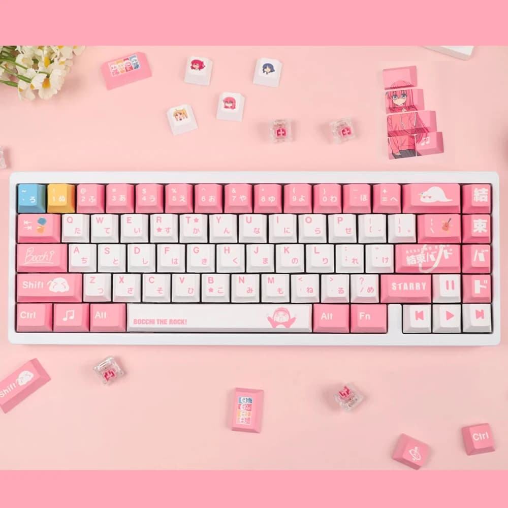 Bocchi The Rock Keycaps Gotou Hitori PBT Keycap Cherry Profile Set di accessori da gioco per PC Dye-Sub a 5 lati per tastiera meccanica