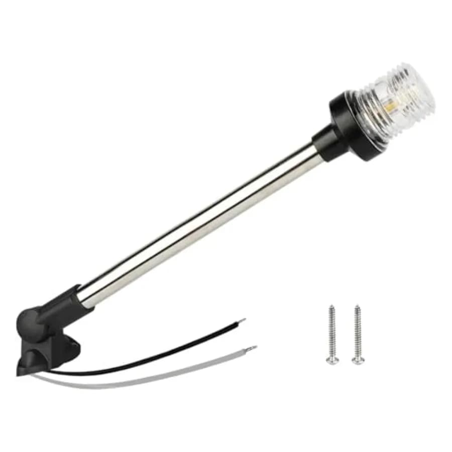 Luce di Ancoraggio, Luce Bimini per Barca, Luce di Poppa, Luci di Navigazione Marine USCG 3 NM, Luce Bianca a 360° LED Pieghevole 10-24 Volt 16 Pollici