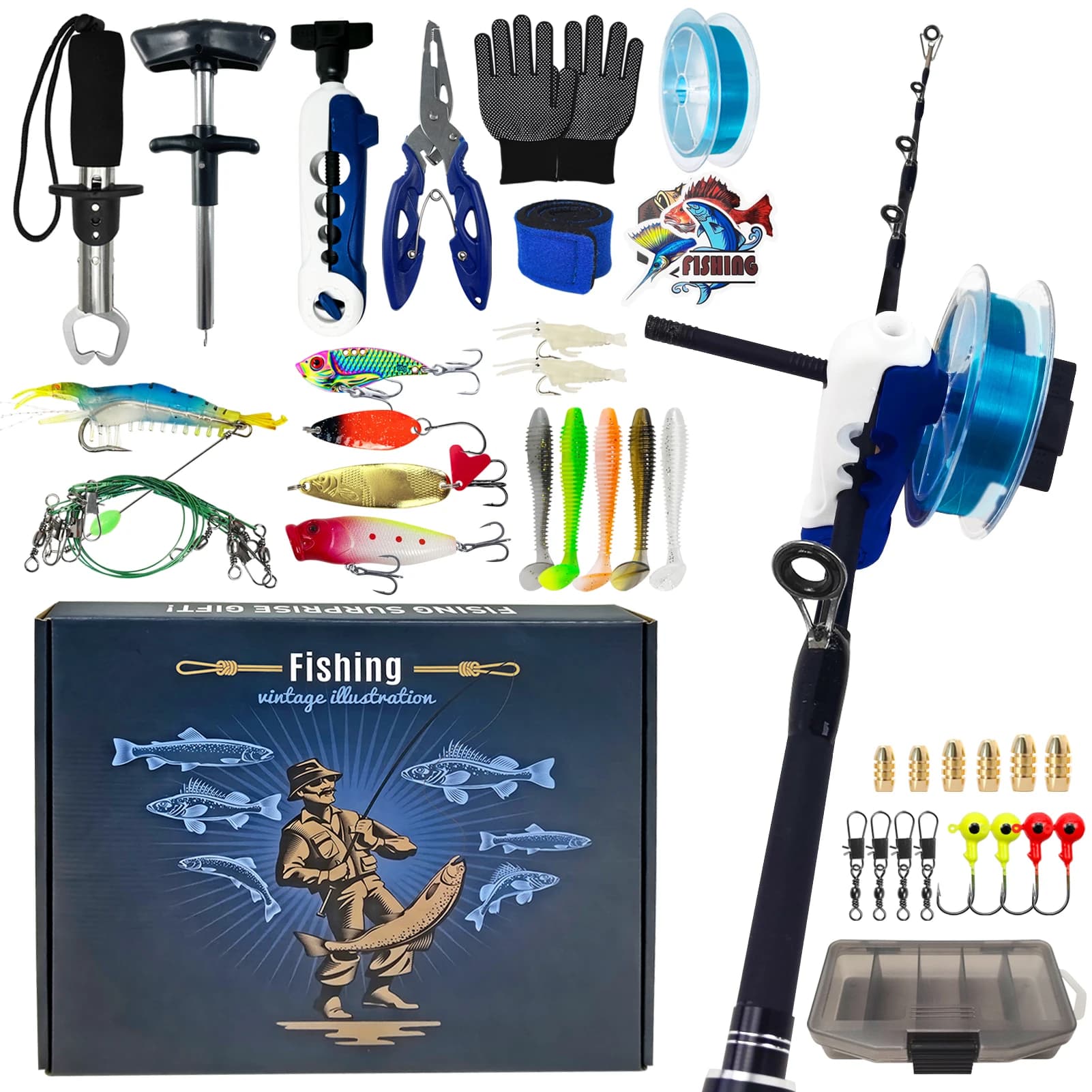 FREE FISHER 85 pcs/box Gift pack for fishing gear, hooks for mixed baits, fishing clamps, hooks, accessories kit for the float line