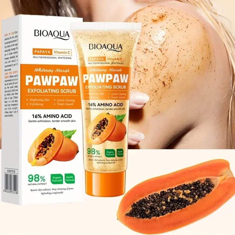 Exfoliating cream with 100 g vitamin C, hypoallergenic, moisturizing, exfoliating, fragrant with papaya, deep cleansing