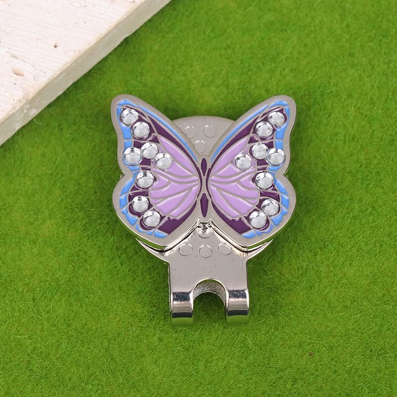 Rhinestone Butterfly Shape Ball Cap Marker With Magnetic Hat Clip Anti-Rust Durable Marker For Men And Women Golf Enthusiasts