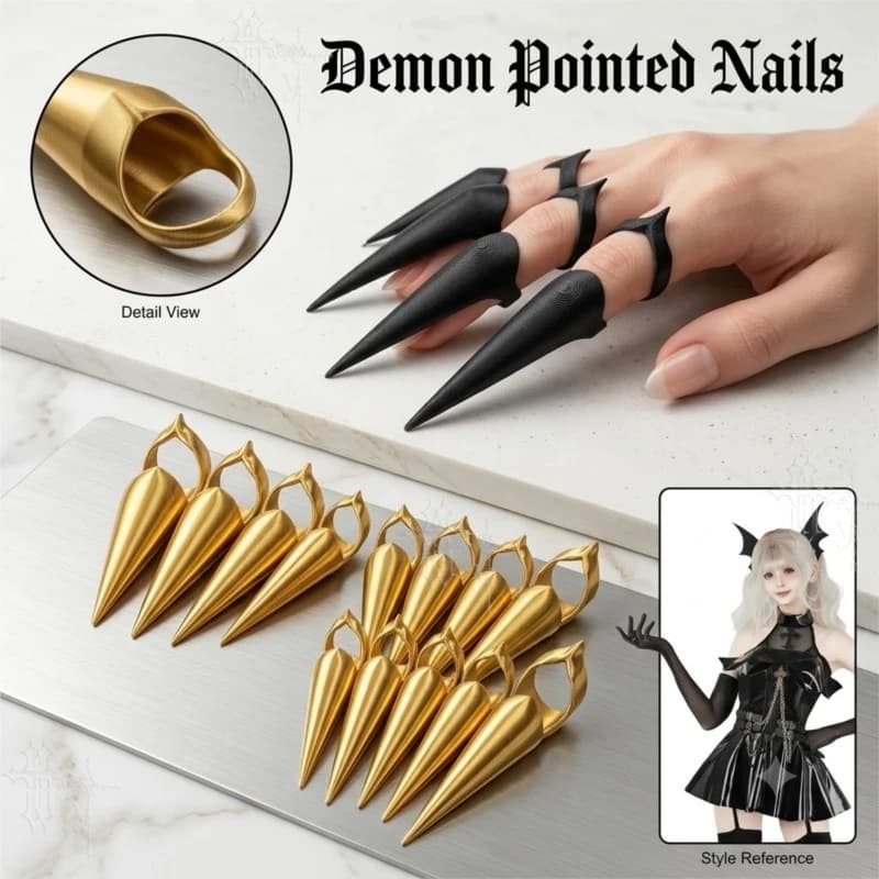 Halloween Demon Pointed Nails Sharp Claw Fake Nails Cosplay Accessory Suitable For Convention PhotoDark Creature Roleplay Gothic