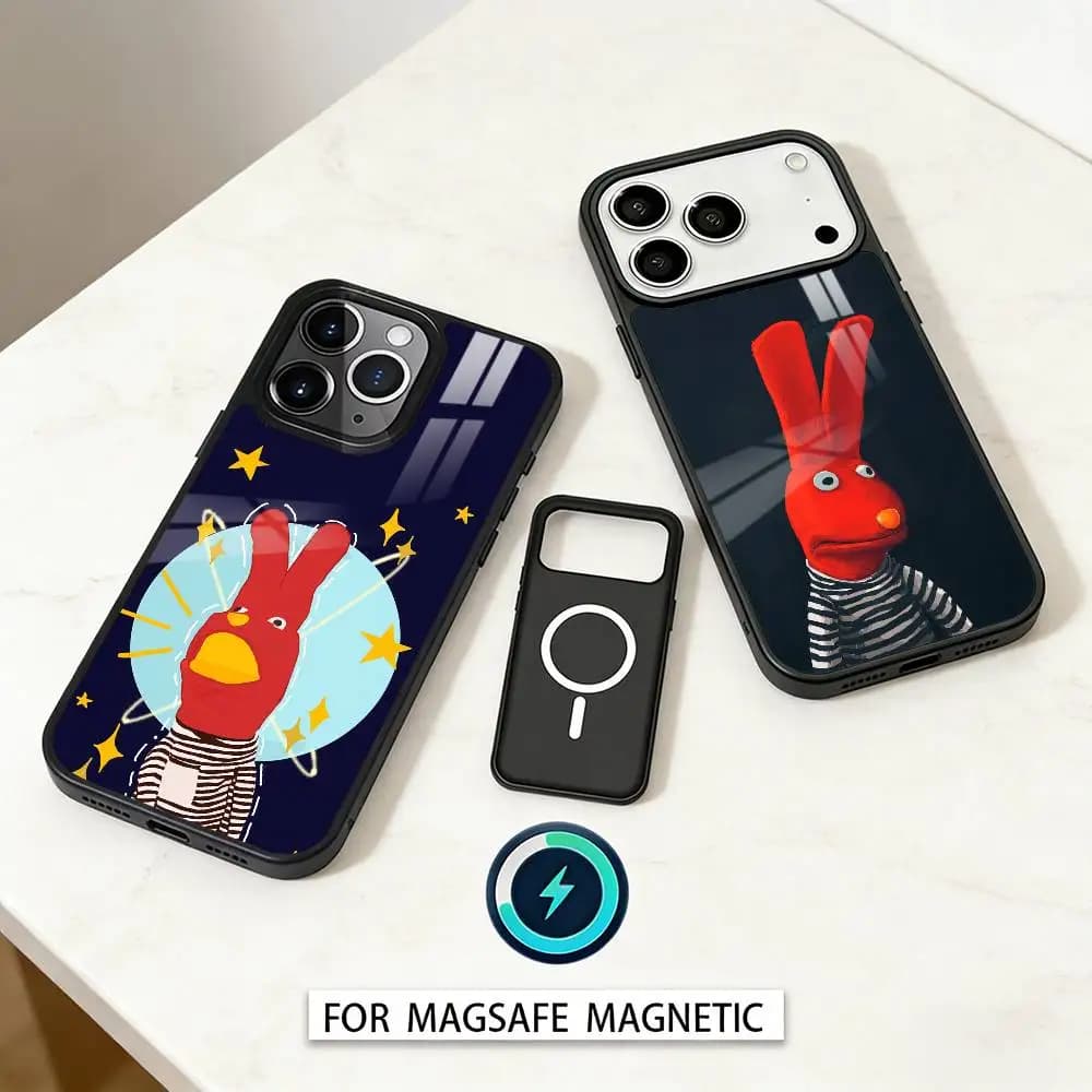 Custodia per telefono con design coniglietto B-Bodoque 31 Minutos per iPhone 17, 16, 15, 14, 13, 12, Pro, Max, magnetica per ricarica wireless MagSafe
