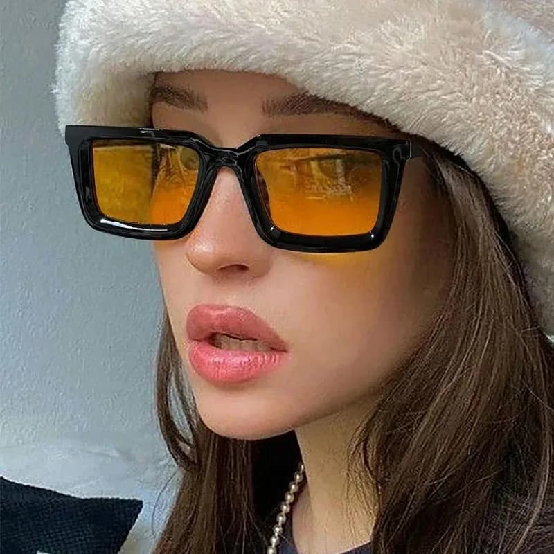 Occhiali da Sole Vintage Rettangolari per Uomo e Donna, Occhiali Casual di Design, Classici con Lenti a Specchio UV400 per Esterni