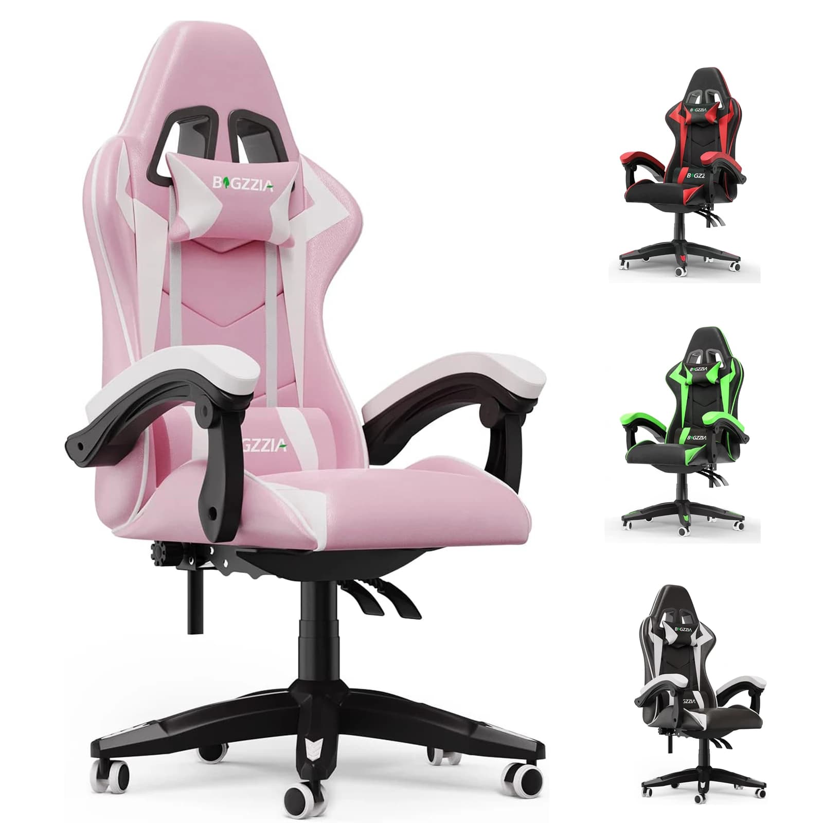 Vendite calde Sedia da gioco ergonomica Sedie da giocatore con cuscino lombare + poggiatesta, sedia da ufficio per computer regolabile in altezza per ragazze,