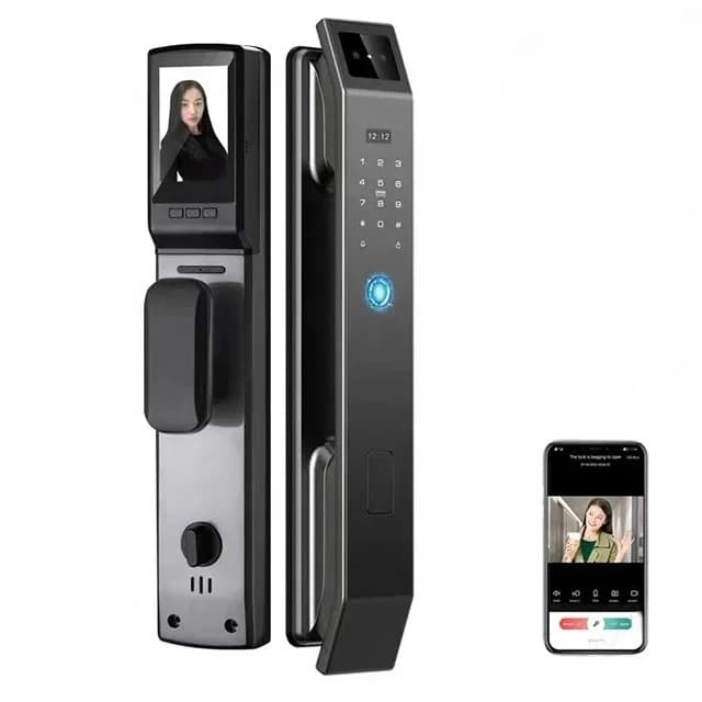 Tuya App Wifi Riconoscimento facciale Serratura digitale Impronta digitale biometrica RFID Citofono in tempo reale Serratura intelligente con cam era