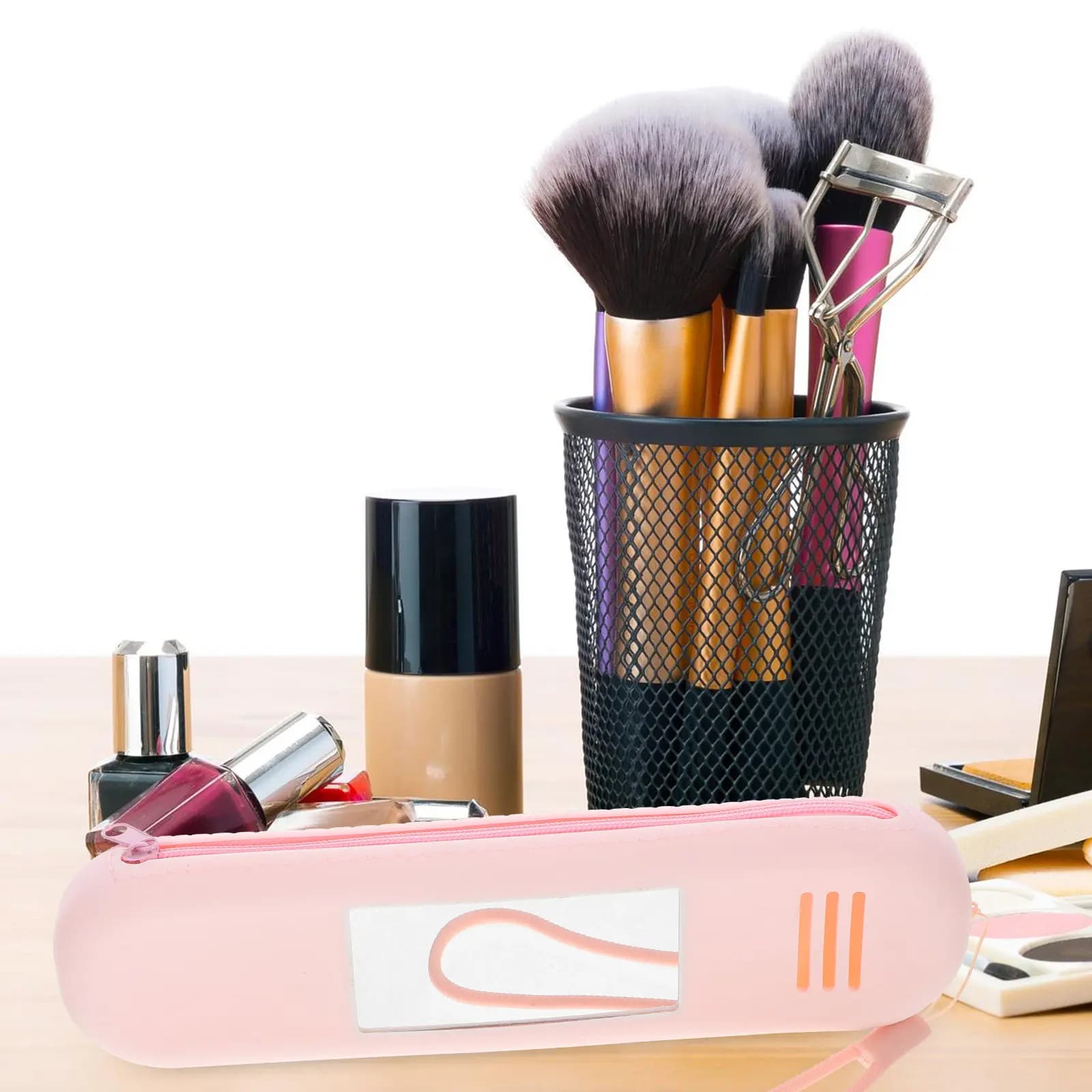 Borsa Porta Pennelli da Trucco in Silicone, Custodia da Viaggio Compatta, Organizzatore per Pennelli da Donna - Strumento Essenziale