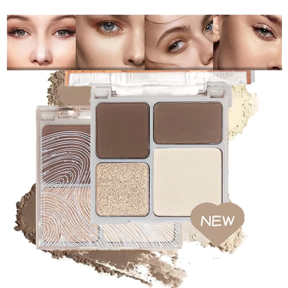 Palette per contorni evidenziati – Trucco multi-aspetto luminoso a 4 colori, facile da applicare, impermeabile a lunga durata per Natale e inverno