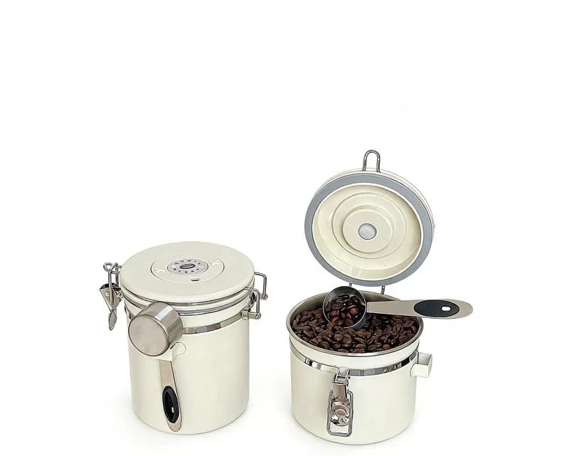 LLY stainless steel coffee bean sealed tank storage tank tea vacuum storage tank with spoon