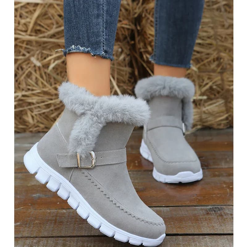 Women's Korean Fashion Flat Short Snow Boots Fleece Lined Warm Thickened Solid Winter Ankle Boots