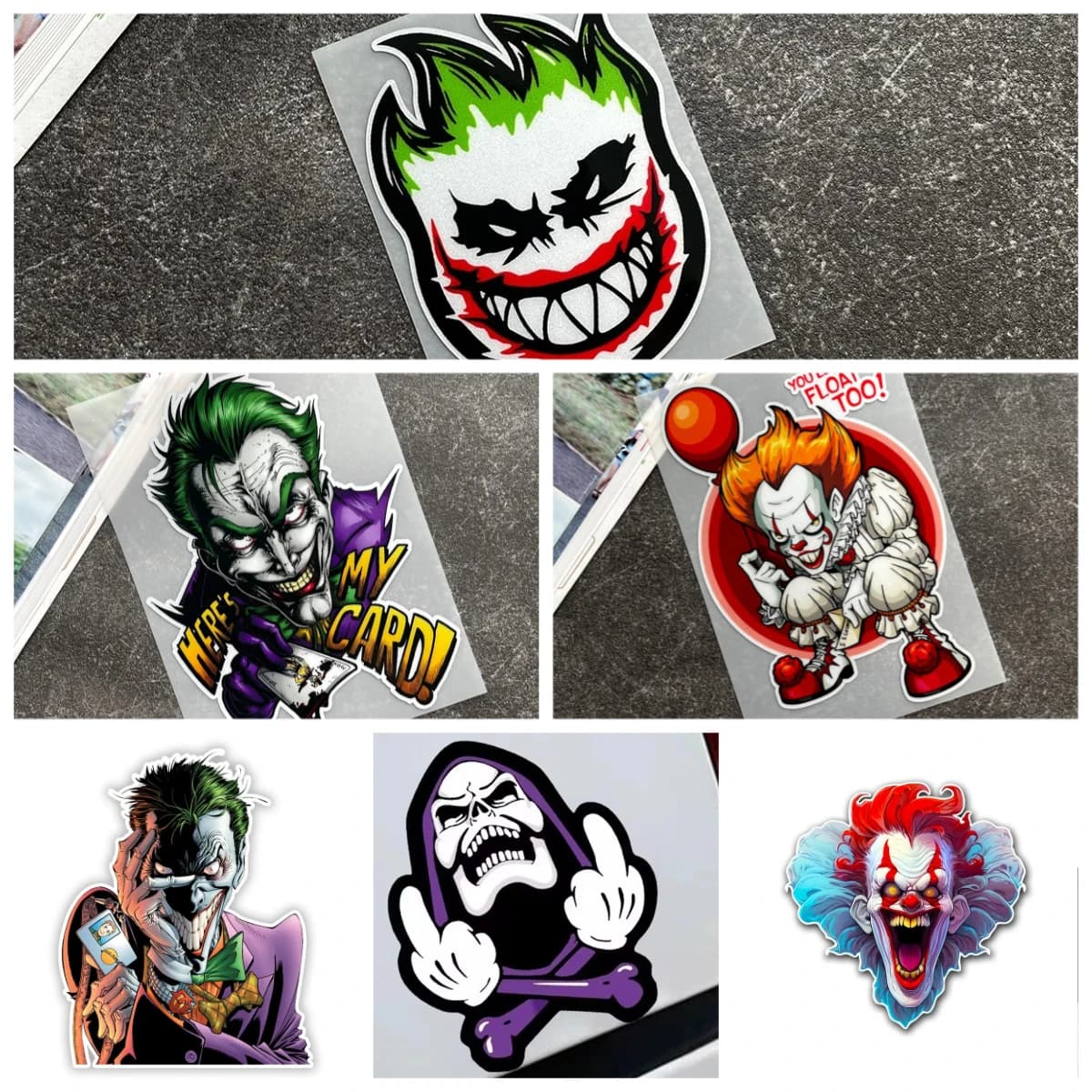 Adesivi riflettenti in PVC con bocca da clown HAHAHA per decalcomanie personalizzate per parabrezza corpo scooter casco moto